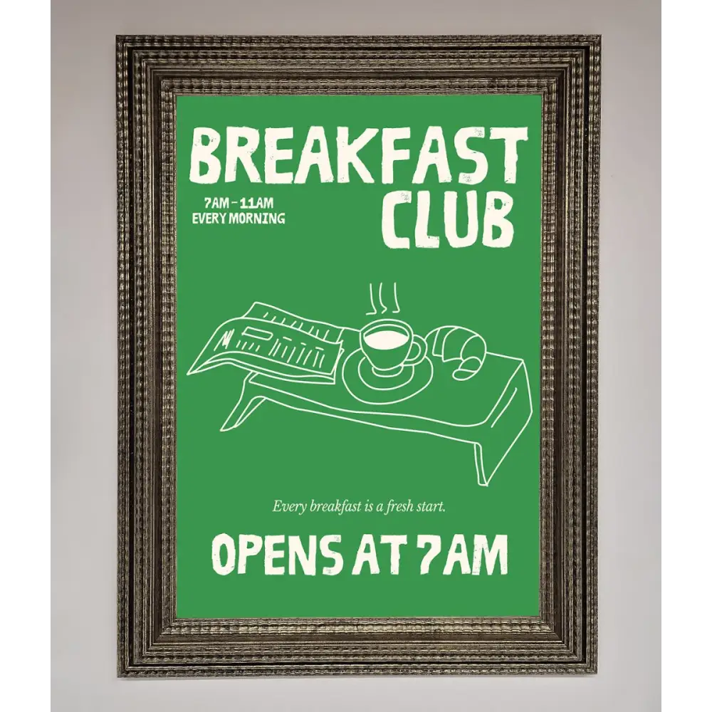 Green Breakfast Club Framed Wall Art - A3 (29.7 x 42 cm) / Ornate Silver - Framed Print