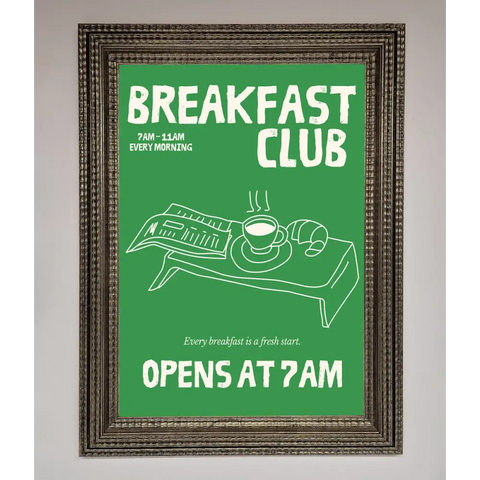 Green Breakfast Club Framed Wall Art - A3 (29.7 x 42 cm) / Ornate Silver - Framed Print
