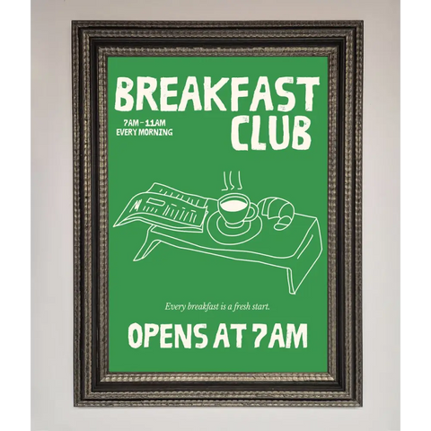 Green Breakfast Club Framed Wall Art - A3 (29.7 x 42 cm) / Ornate Silver Black - Framed Print