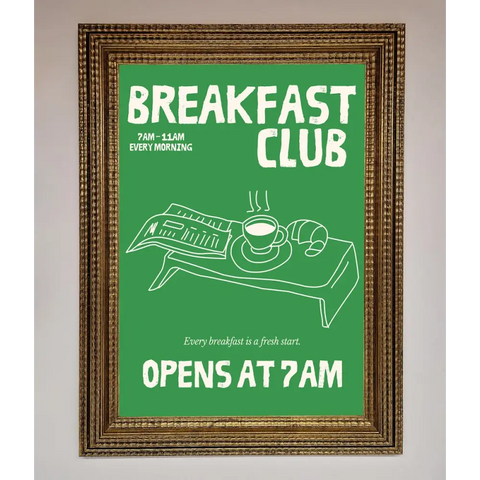 Green Breakfast Club Framed Wall Art - A3 (29.7 x 42 cm) / Ornate Gold - Framed Print