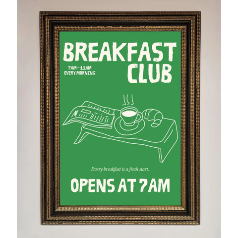 Green Breakfast Club Framed Wall Art - A3 (29.7 x 42 cm) / Ornate Gold Black - Framed Print