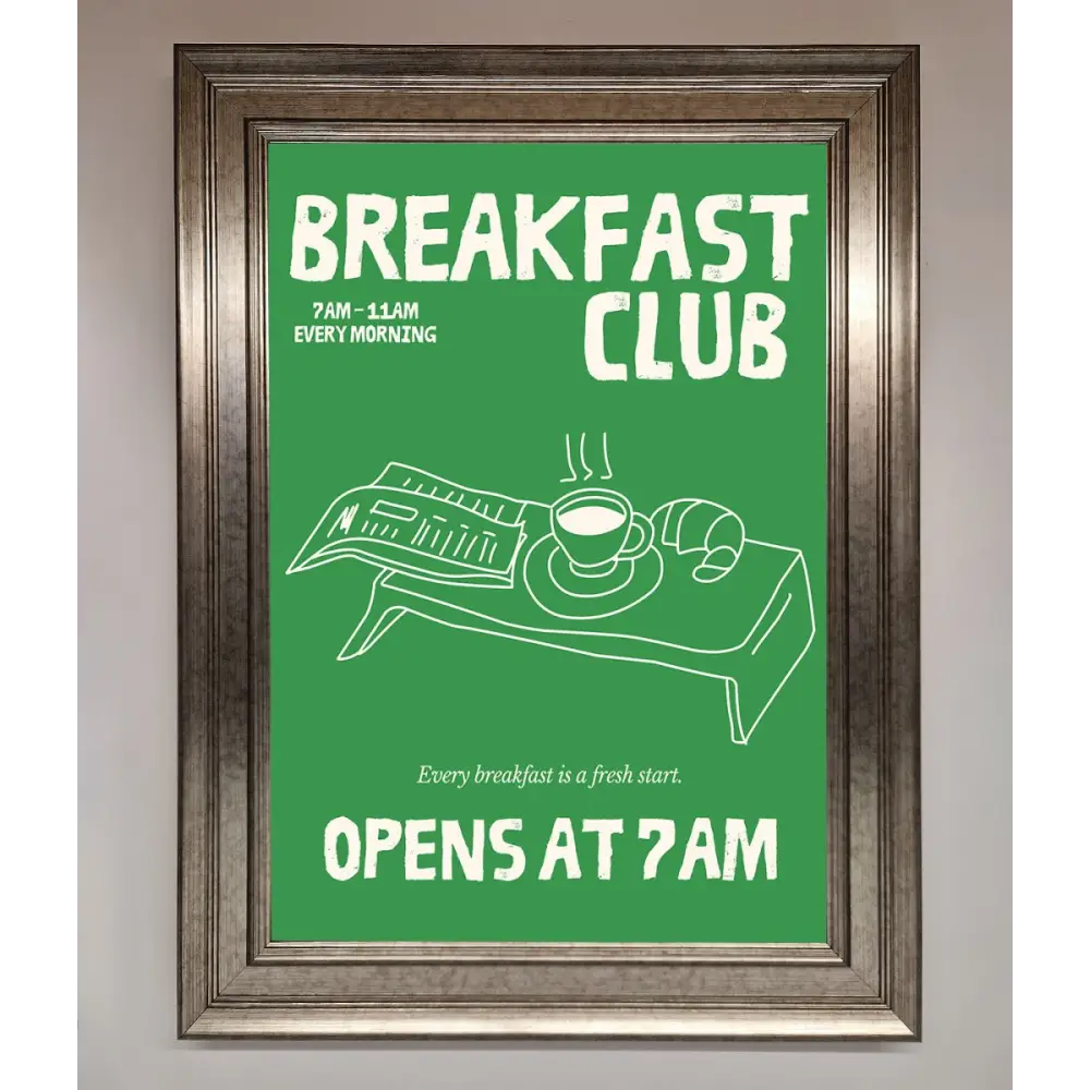 Green Breakfast Club Framed Wall Art - A3 (29.7 x 42 cm) / Silver - Framed Print