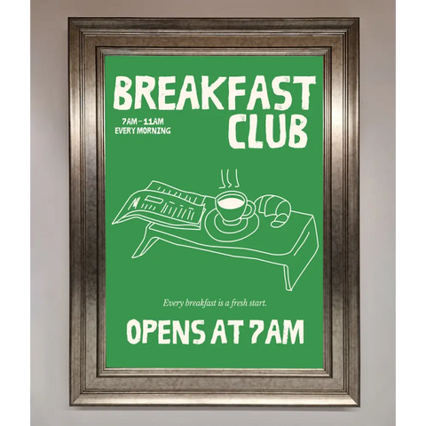 Green Breakfast Club Framed Wall Art - A3 (29.7 x 42 cm) / Silver - Framed Print