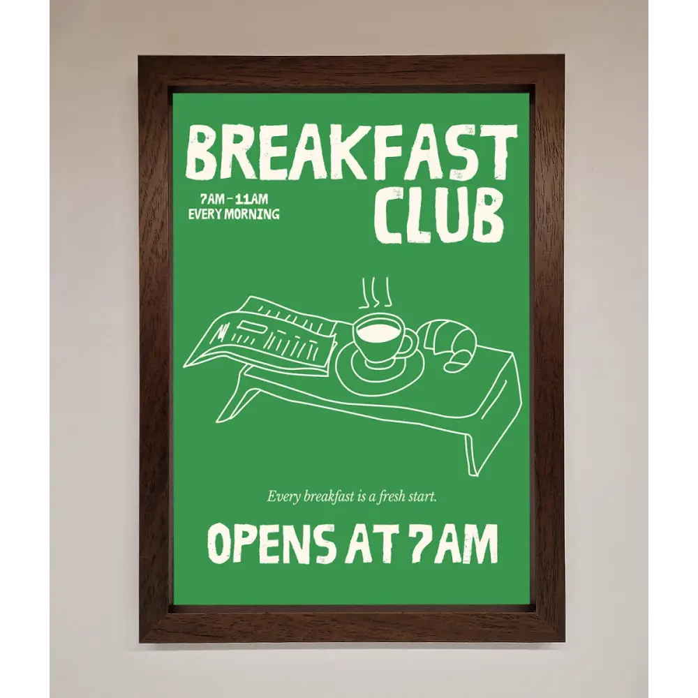 Green Breakfast Club Framed Wall Art - A3 (29.7 x 42 cm) / Walnut - Framed Print