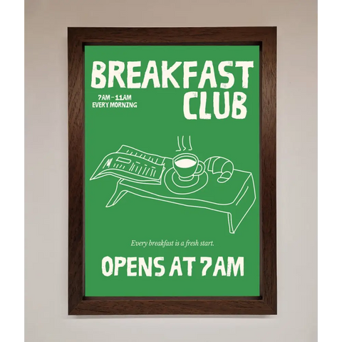 Green Breakfast Club Framed Wall Art - A3 (29.7 x 42 cm) / Walnut - Framed Print