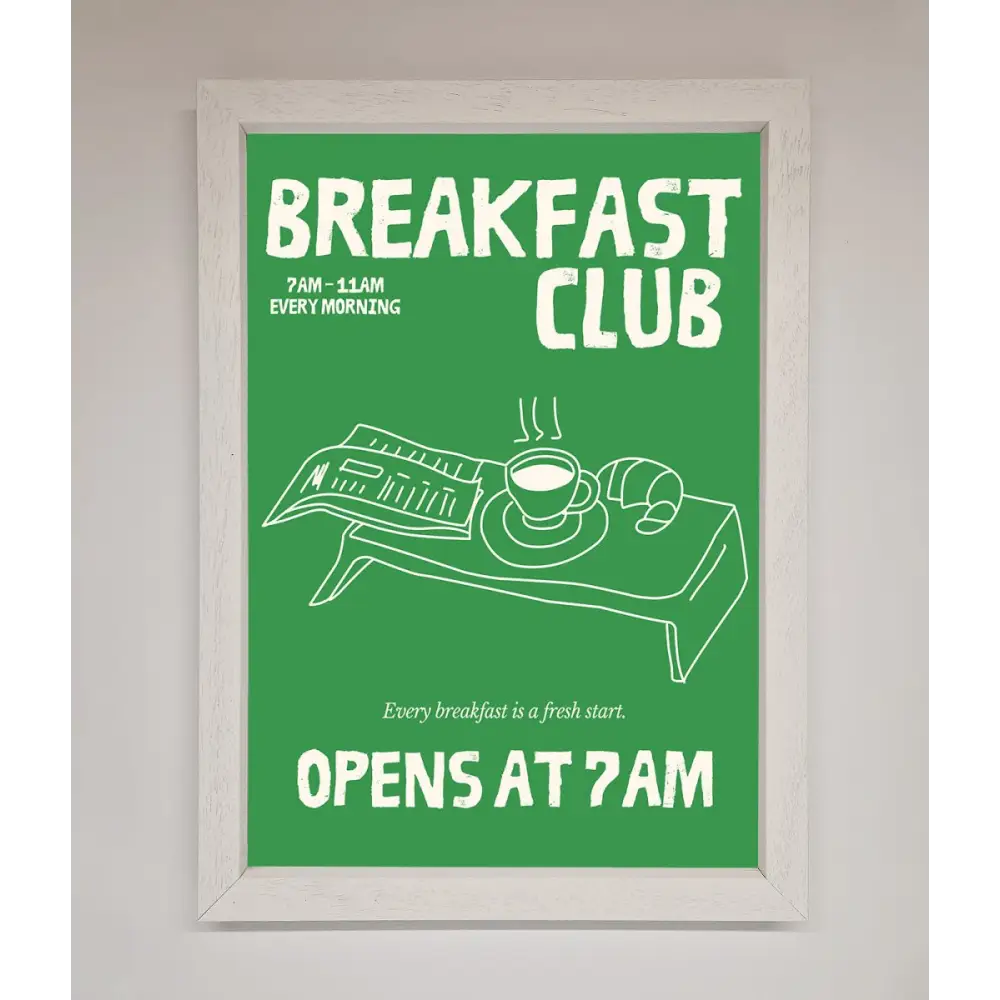 Green Breakfast Club Framed Wall Art - A3 (29.7 x 42 cm) / White - Framed Print