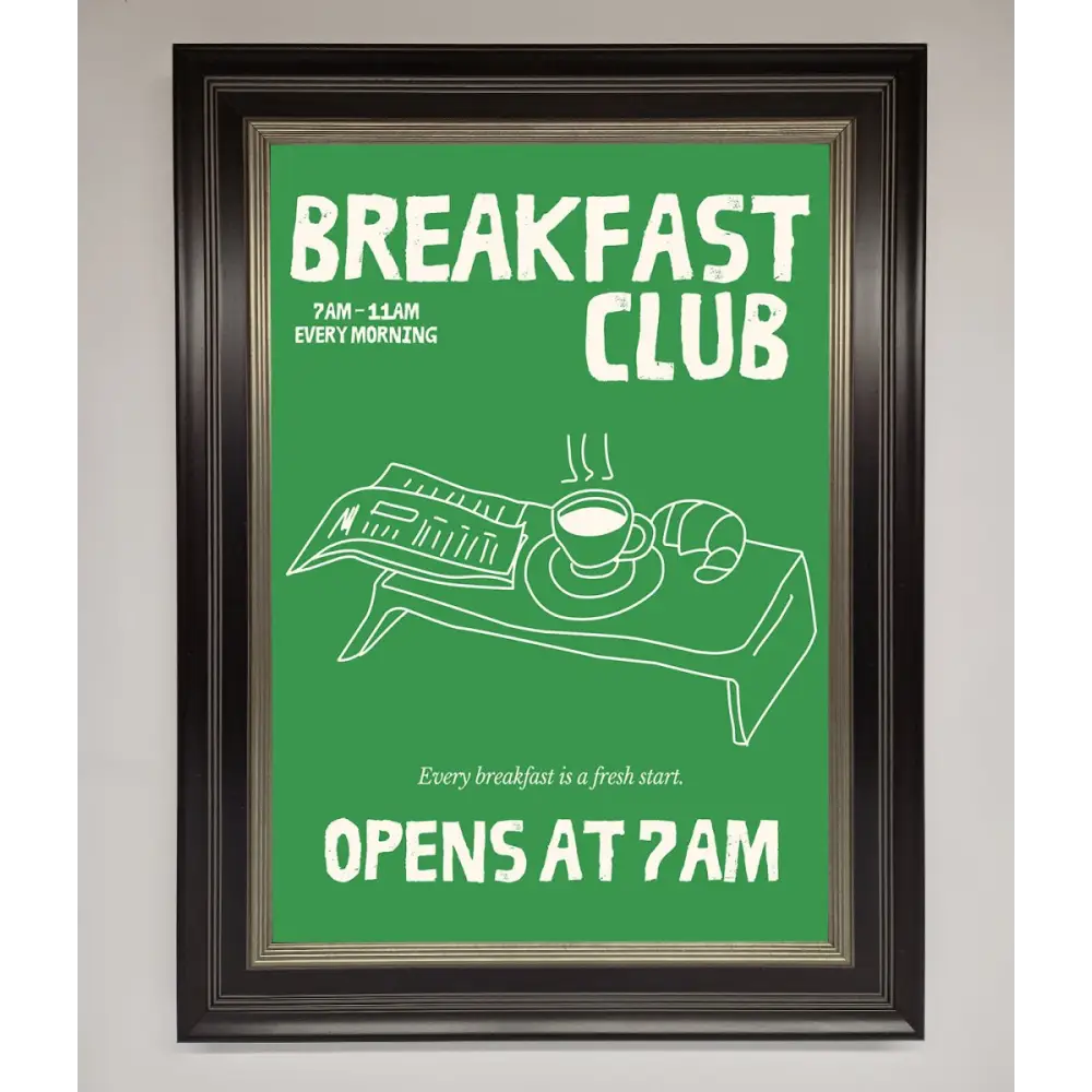 Green Breakfast Club Framed Wall Art - B0 (100 x 141 cm) / Black Silver - Framed Print
