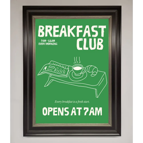 Green Breakfast Club Framed Wall Art - B0 (100 x 141 cm) / Black Silver - Framed Print