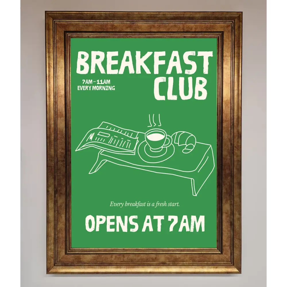 Green Breakfast Club Framed Wall Art - B0 (100 x 141 cm) / Bronze - Framed Print