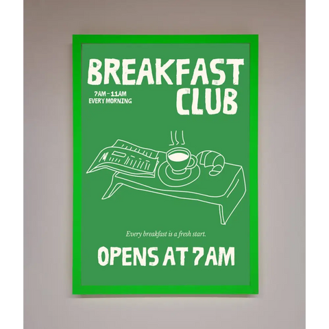 Green Breakfast Club Framed Wall Art - B0 (100 x 141 cm) / Neon Dark Green - Framed Print