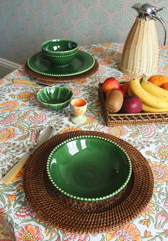Green Scallop Ceramic Dip Bowls x 3