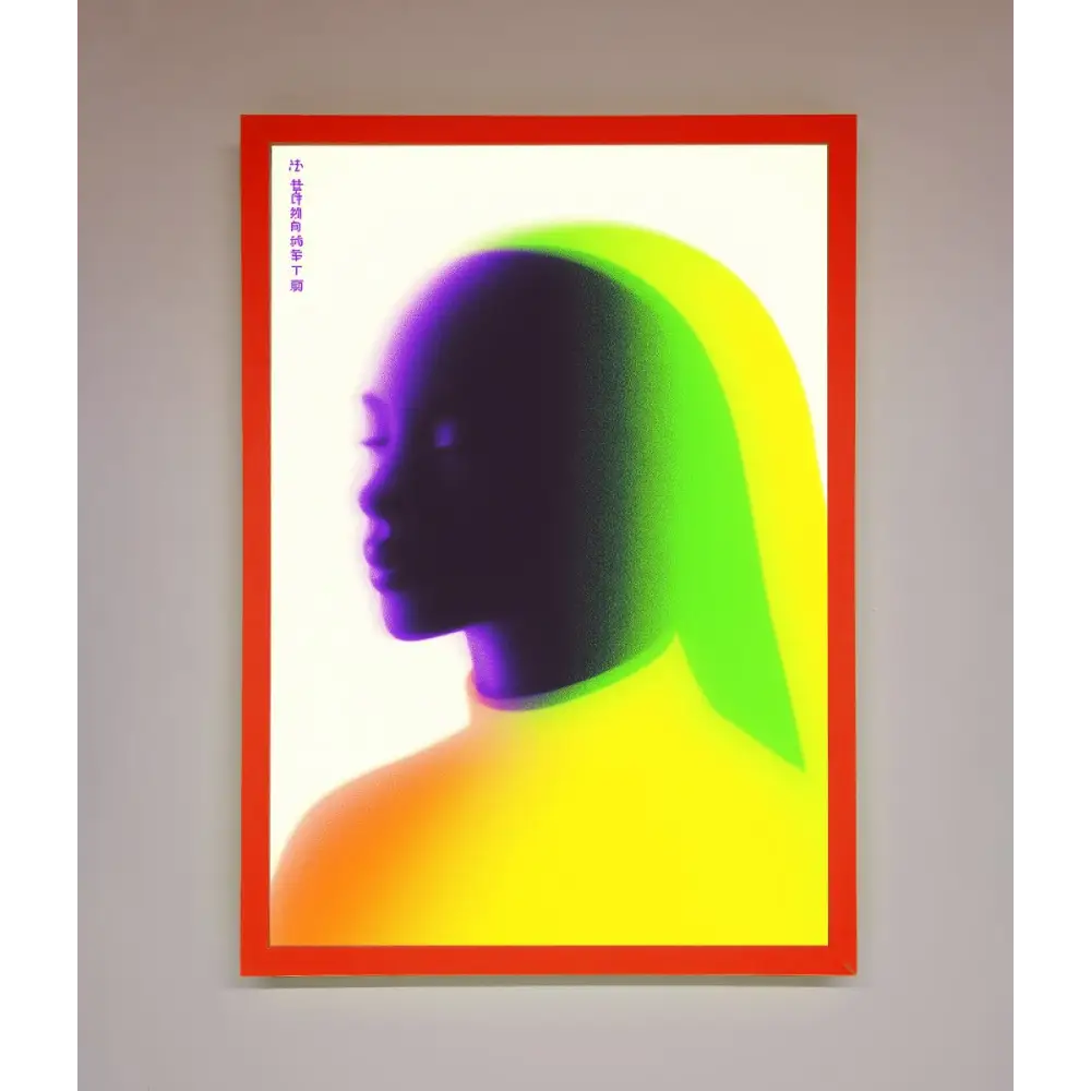 Green To Yellow Woman Framed Poster - A3 (29.7 x 42 cm) / Neon Red - Framed Print