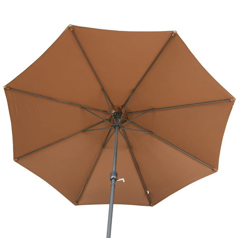 Brown fabric greenbay 2.7m round parasol with metal frame and pole tilt sun shade canopy umbrella for patio use