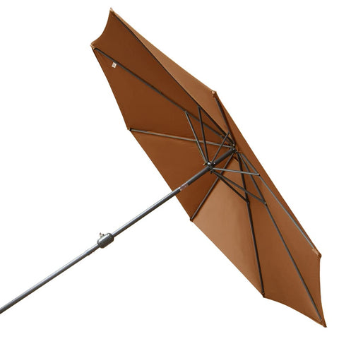 Greenbay 2.7m round parasol in coffee with dark metal frame and tilt sun shade canopy for outdoor patio use