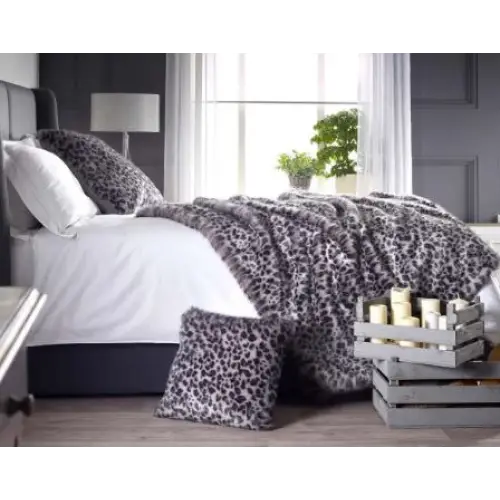 Grey Leopard Faux Fur Cushion - Cushion