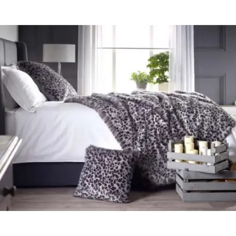 Grey Leopard Faux Fur Cushion - Cushion