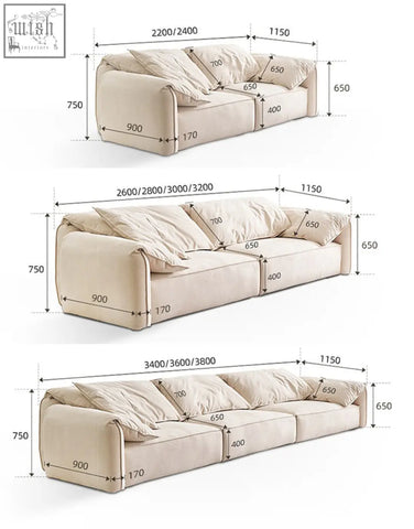 Beige velvet grimm three seater sofa with plush cushions and clean modern lines perfect for any living room