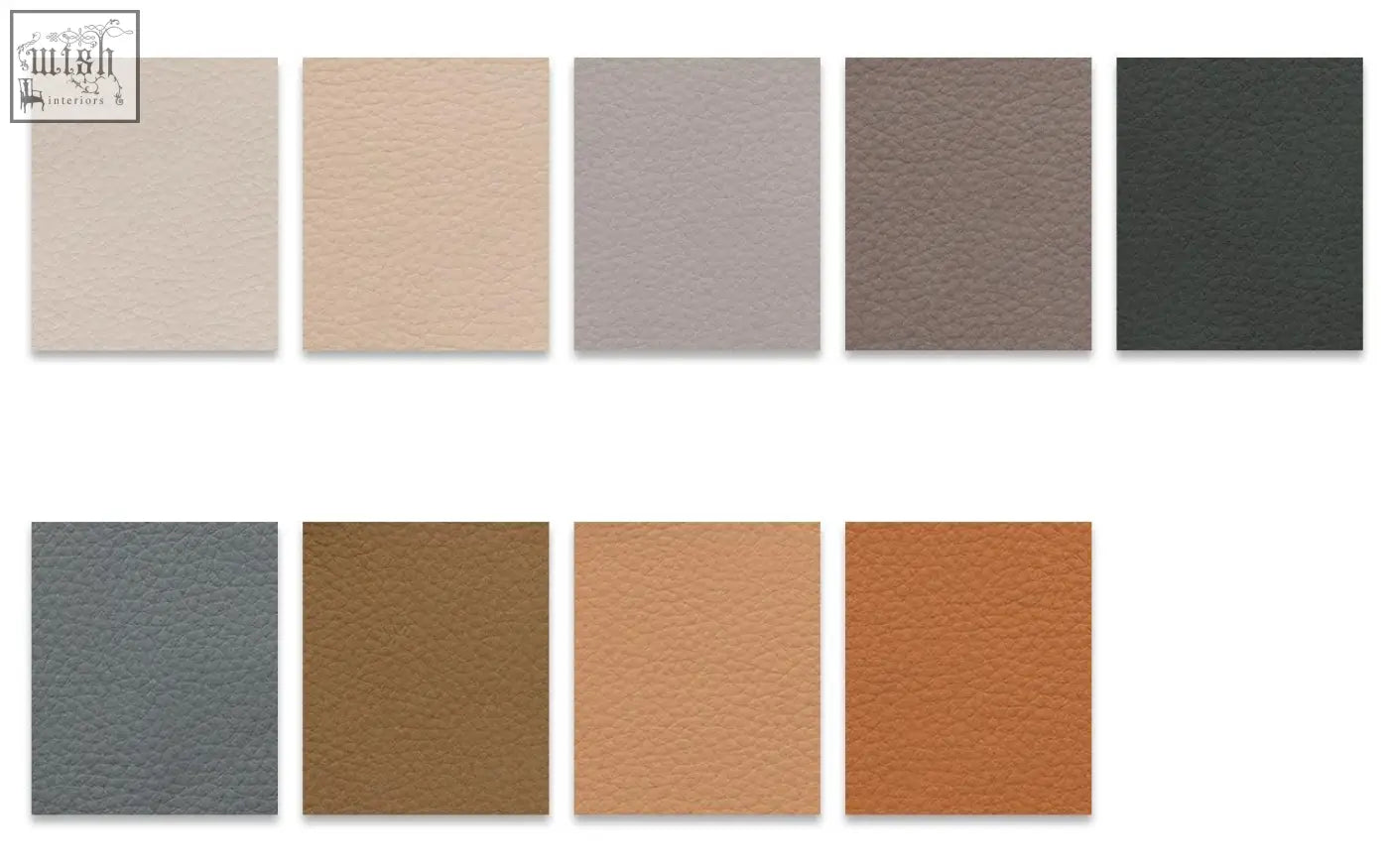 Leather swatches in neutral tones showing colors and texture options for grover three seater sofa suedue corner sofa