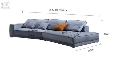 Grover three seater suede corner sofa with plush cushions and modern gray sectional design including chaise lounge