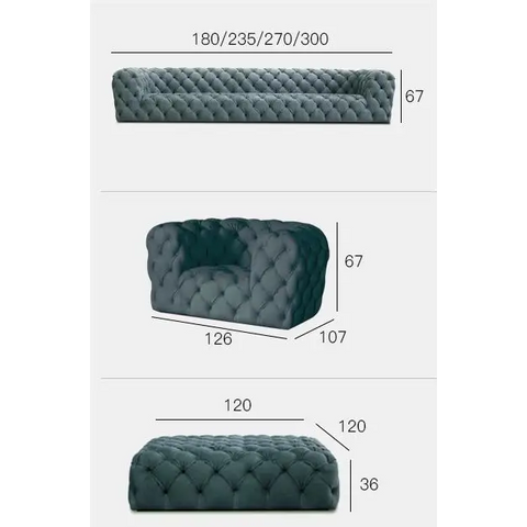 Gunter Three Seater Sofa Velvet - Sofa