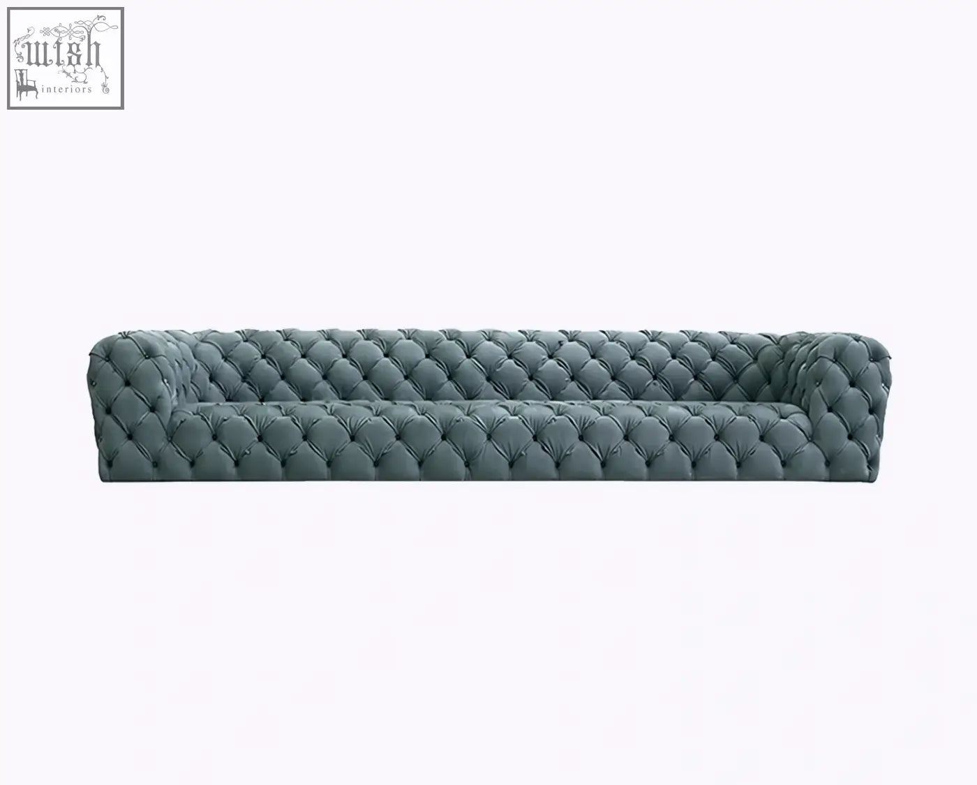 Charcoal gray velvet gunter three seater sofa with classic tufted design available with offer financing and low shipping cost