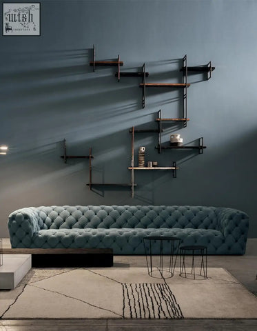 Teal tufted velvet chesterfield gunter three seater sofa with classic design offer financing and shipping cost available