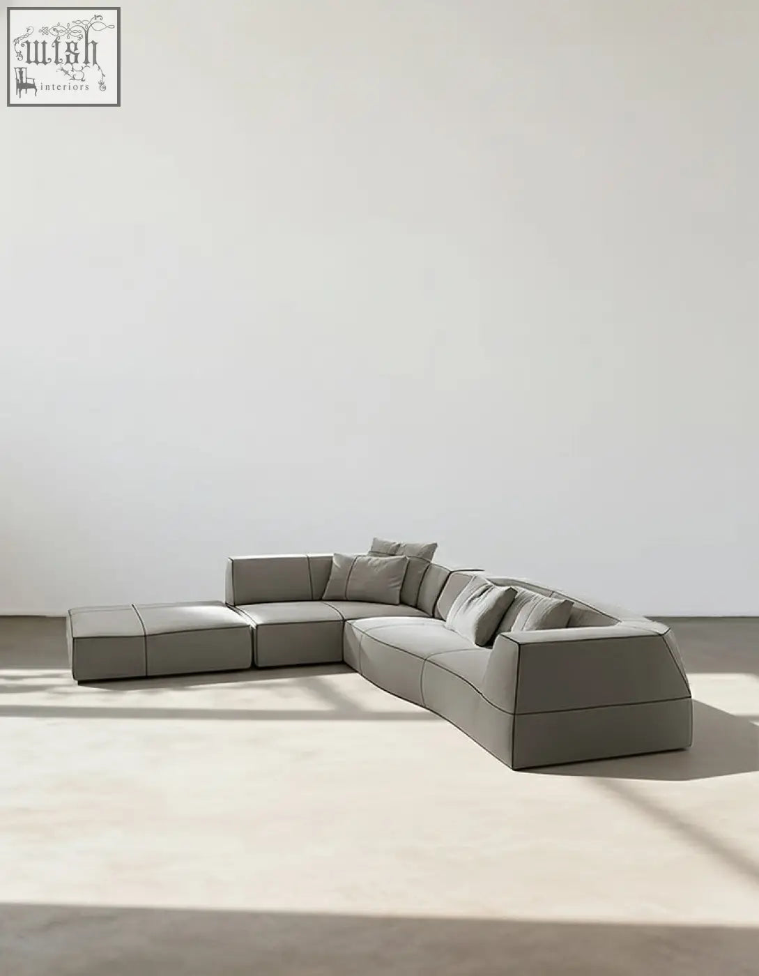 Modern gray guzman velvet corner sofa with clean lines and minimalist design perfect as a velvet corner sofa