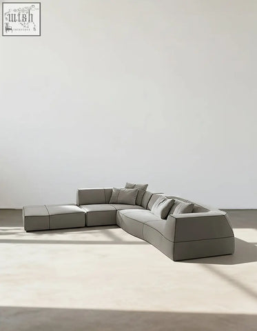 Modern gray guzman velvet corner sofa with clean lines and minimalist design perfect as a velvet corner sofa