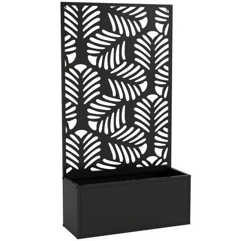 Outsunny Metal Garden Bed for Garden with Trellis, Wall Mounted or Freestanding Raised Planter with Privacy Screen