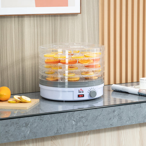 HOMCOM 5 Tier Food Dehydrator, 245W Food Dryer Machine with Adjustable Temperature Control for Drying Fruit, Meat, Vegetable, Jerky and Pet Treat, White
