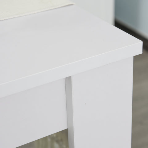 HOMCOM Kitchen Dining Table and 2 Benches Set, Table and Chairs Set for Limited Space, White