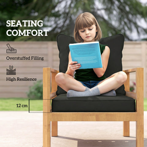 Outsunny Seat and Back Padded Cushion Set, CUSHION ONLY - Black