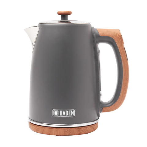Gray haden dorchester temperature control kettle with wooden handle base stainless steel spout and digital lcd display