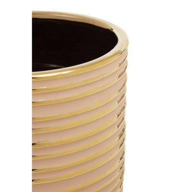 Haldis Blush Pink and Gold Large Ceramic Planter