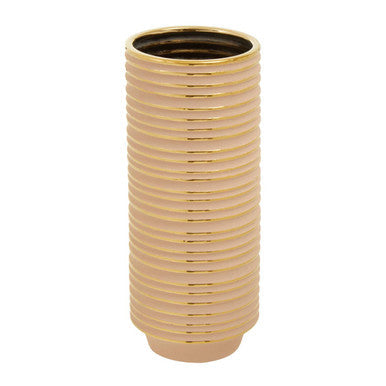 Haldis Large Blush Pink and Gold Ceramic Vase