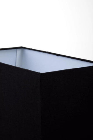 Halina smoked crystal table lamp with black rectangular matte lampshade and white interior lining with gold metal base