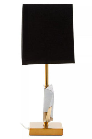 Halina smoked crystal table lamp with black velvet shade gold metal base and clear faceted smoked crystal accent