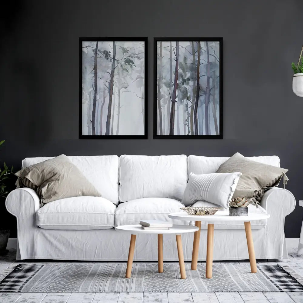 Hallway prints | Set of 2 Blue Forest wall art prints - Wall art Prints