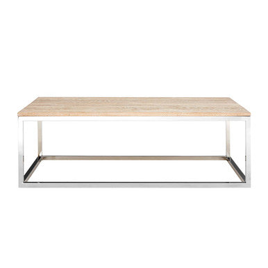 Modern hampstead coffee table with light oak wood top and sleek chrome metal frame for stylish living rooms