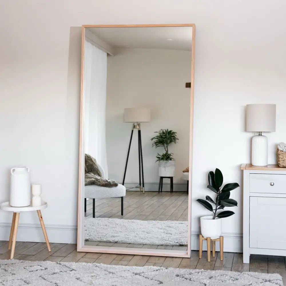 Hanaka - Full Length Natural Oak Rectangle Mirror - 200cm x 100cm - Mirror