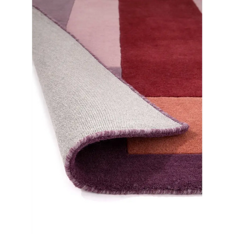 Hand-Carved Wool Geometric Rug – Multicolour - Rugs