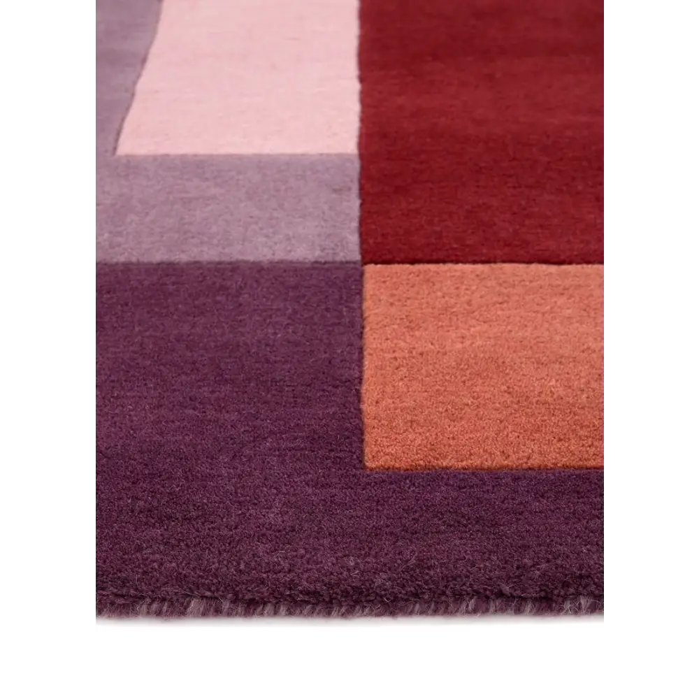 Hand-Carved Wool Geometric Rug – Multicolour - Rugs