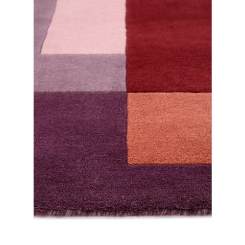 Hand-Carved Wool Geometric Rug – Multicolour - Rugs