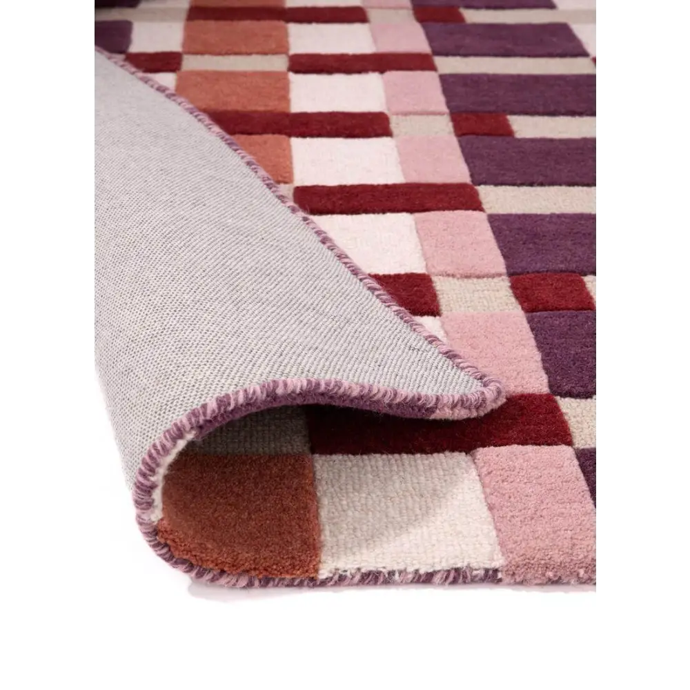 Hand-Carved Wool Geometric Rug – Multicolour - Rugs