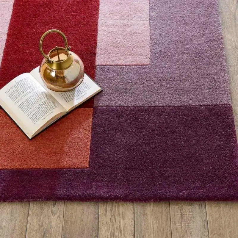 Hand-Carved Wool Geometric Rug – Multicolour - Rugs
