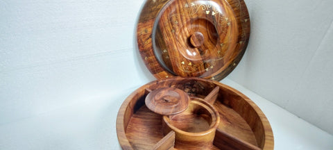 Hand crafted sasswood salad / dry fruit serving tray