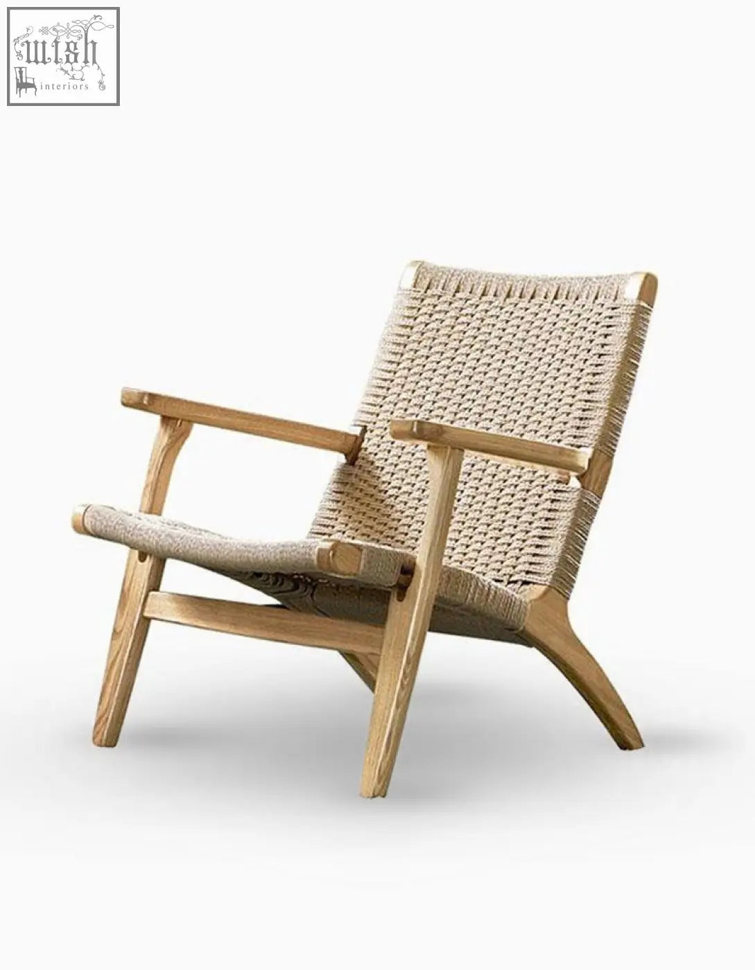 Hans ch25 oak armchair with oiled oak frame and natural cord woven seat and backrest, minimalist design