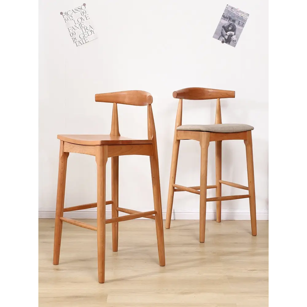 Hans Wegner CH32 Bar Stool, Oak/ Rosewood, Linen｜ DC Concept