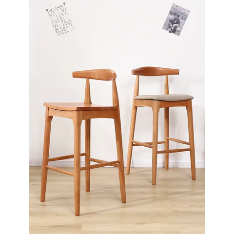 Hans Wegner CH32 Bar Stool, Oak/ Rosewood, Linen｜ DC Concept