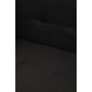 Dark gray tufted headboard with metallic buttons on hansa hagen black linen corner sofa bed for cozy seating